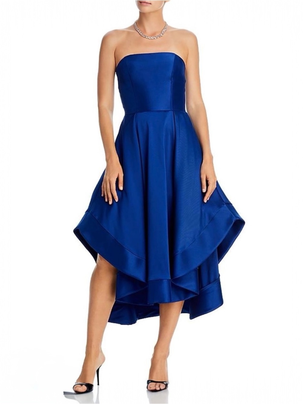 NWT Aqua Bloomingdale’s Mikado Strapless Midi Gown Royal Blue